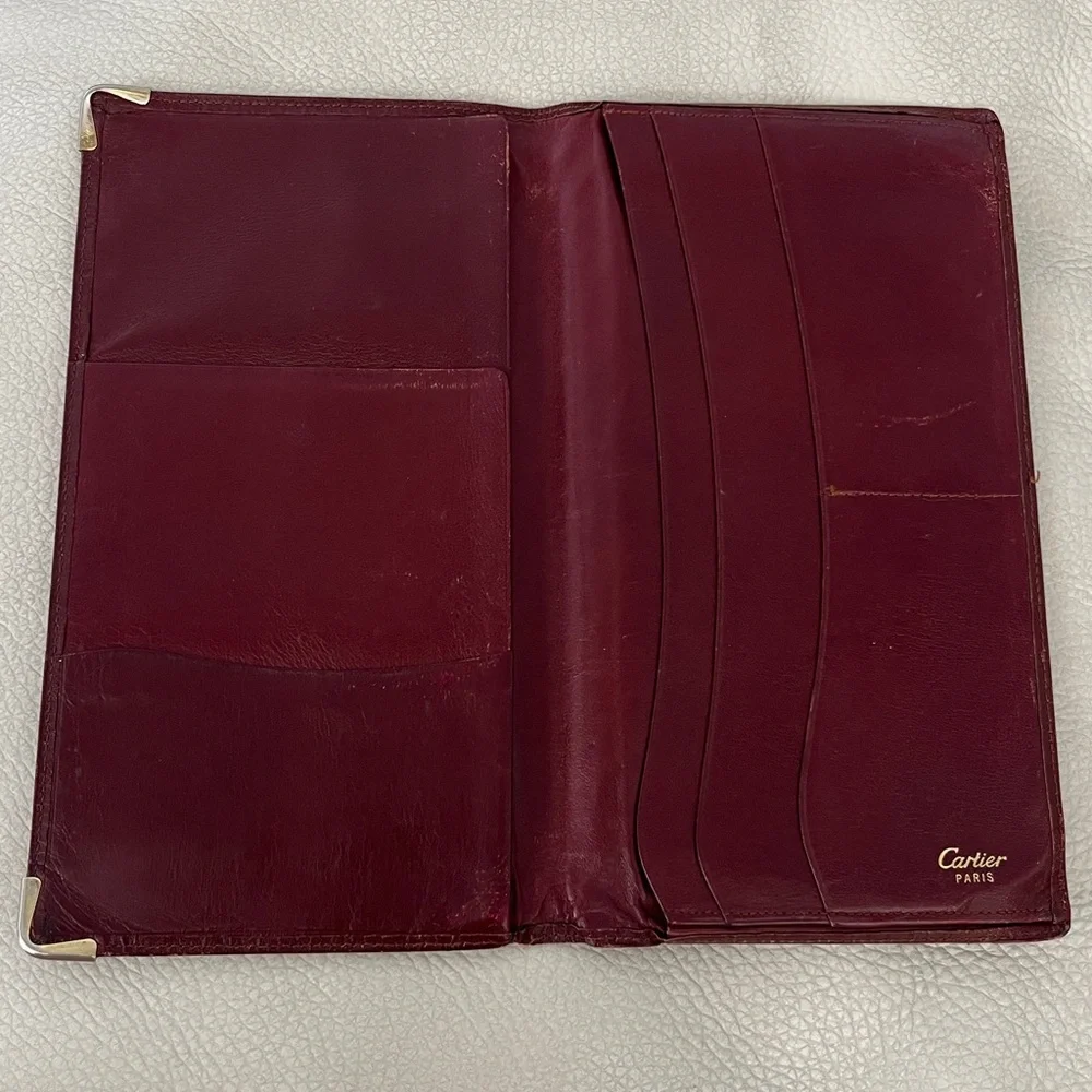 Cartier Burgundy Leather Bifold Wallet/Organizer
